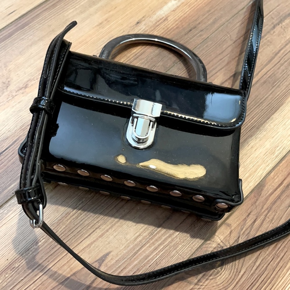 Patent Leather Studded Crossbody Bag